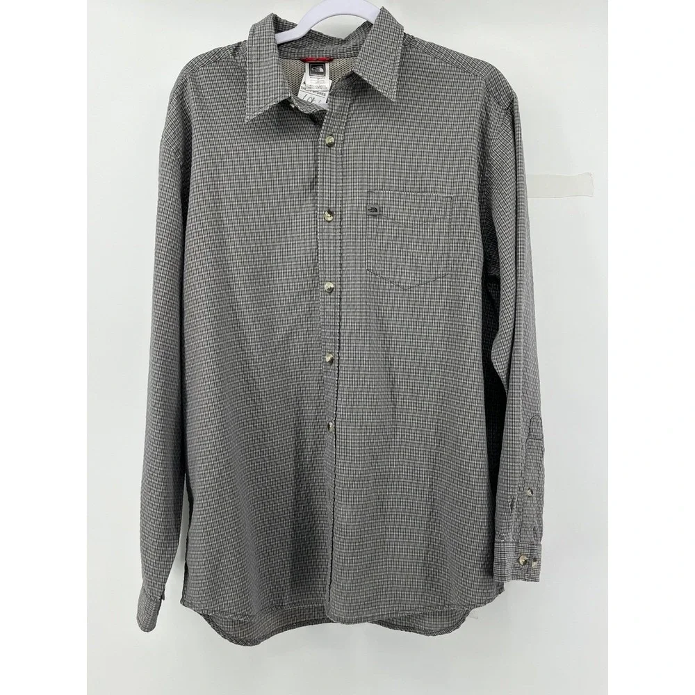 The North Face‎ Mens L G Plaid Long Sleeve Button Up Shirt Outdoor Casual